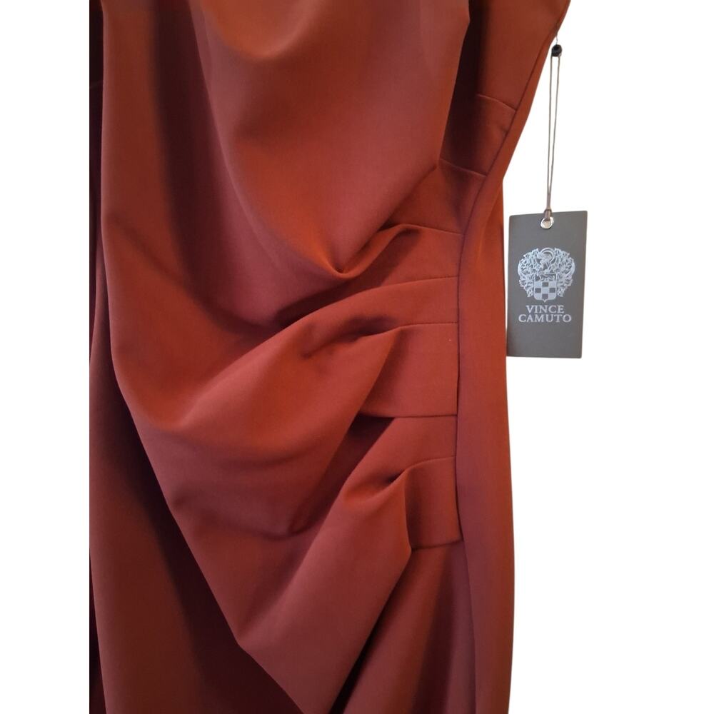 Vince Camuto Sleeveless Ruched Midi Dress in Rust - Picture 5 of 8